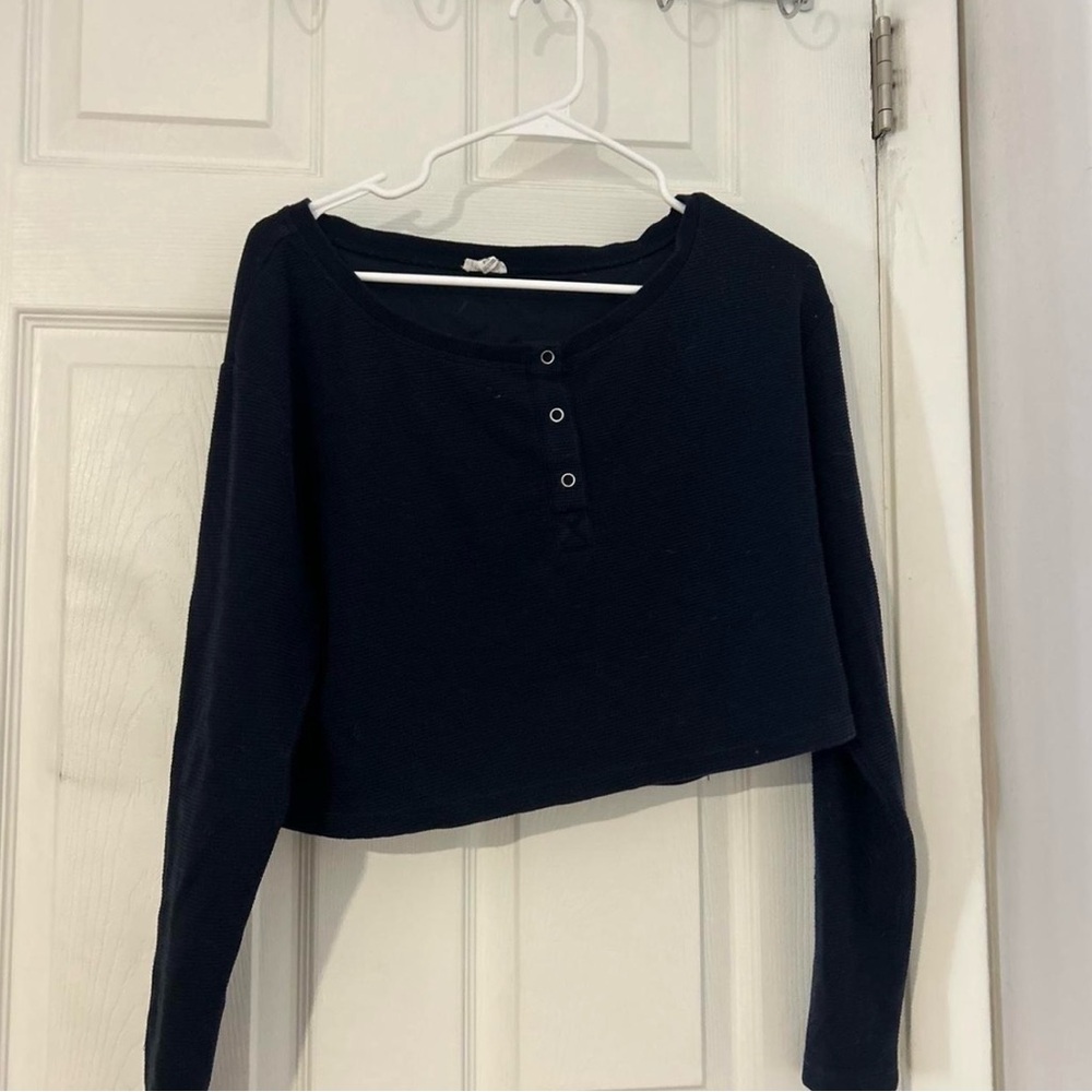 Garage Navy Long Sleeve Top
